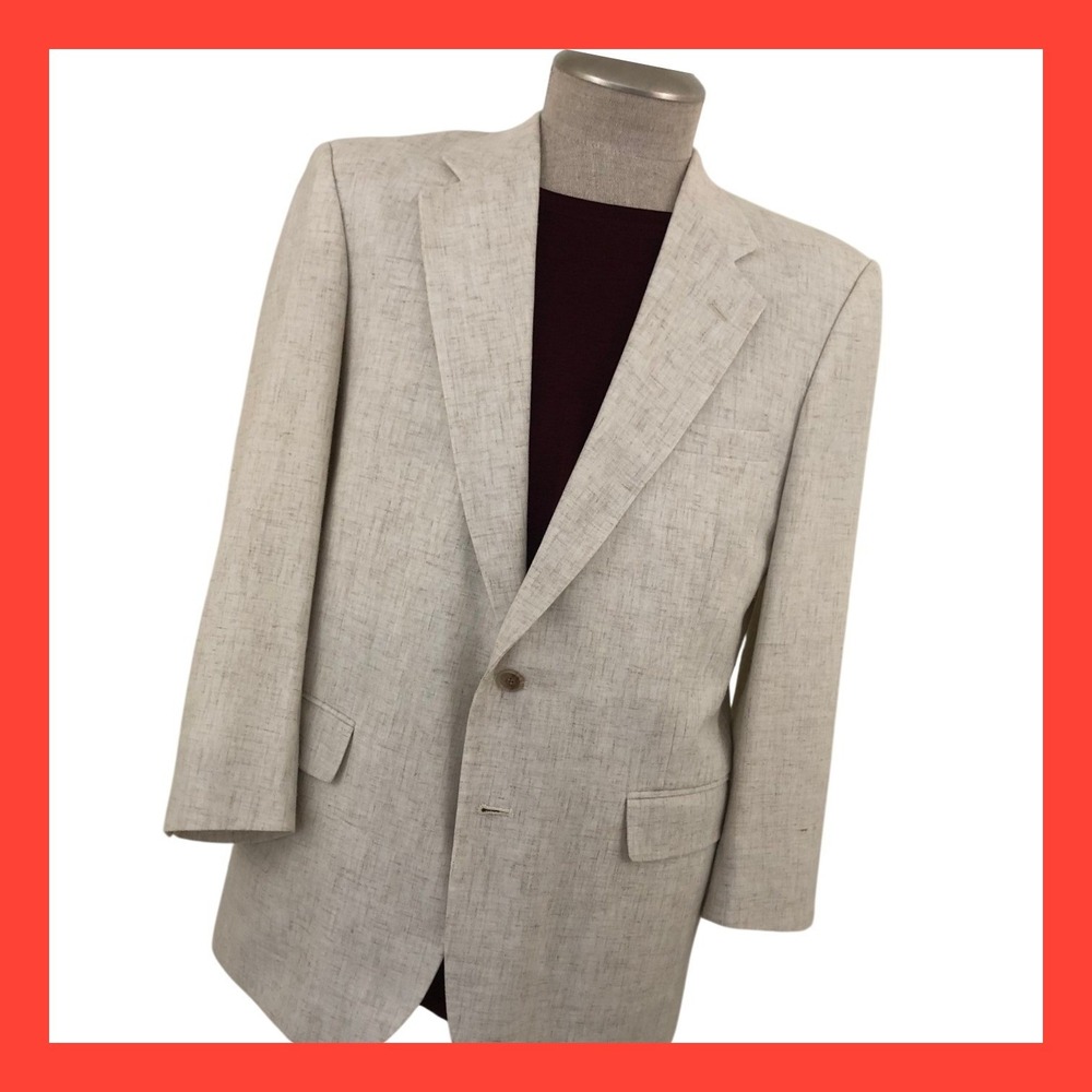 Robert‎ Alan Beige Linen Blend Blazer Mens 42R Career Preppy Lightweight